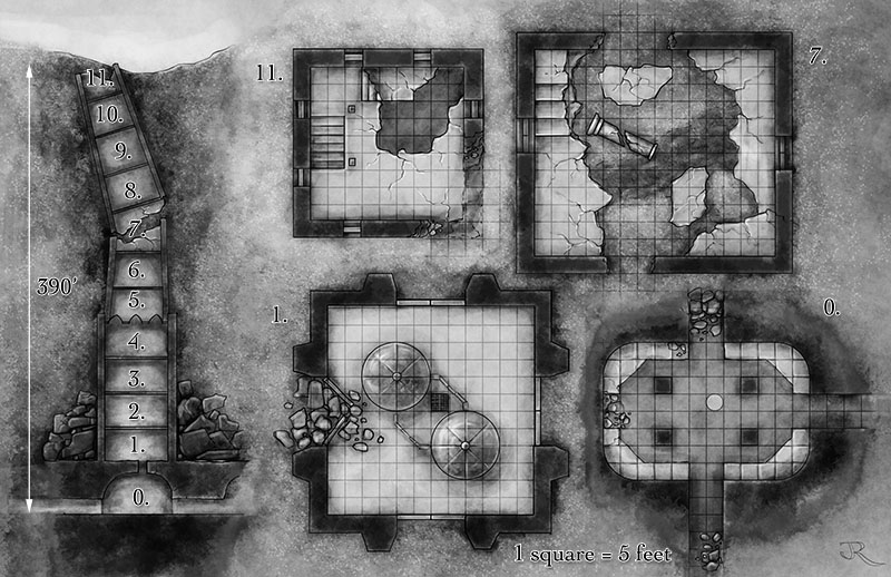 D D Ruined Tower Map Phoenix Tower - Fantastic Maps