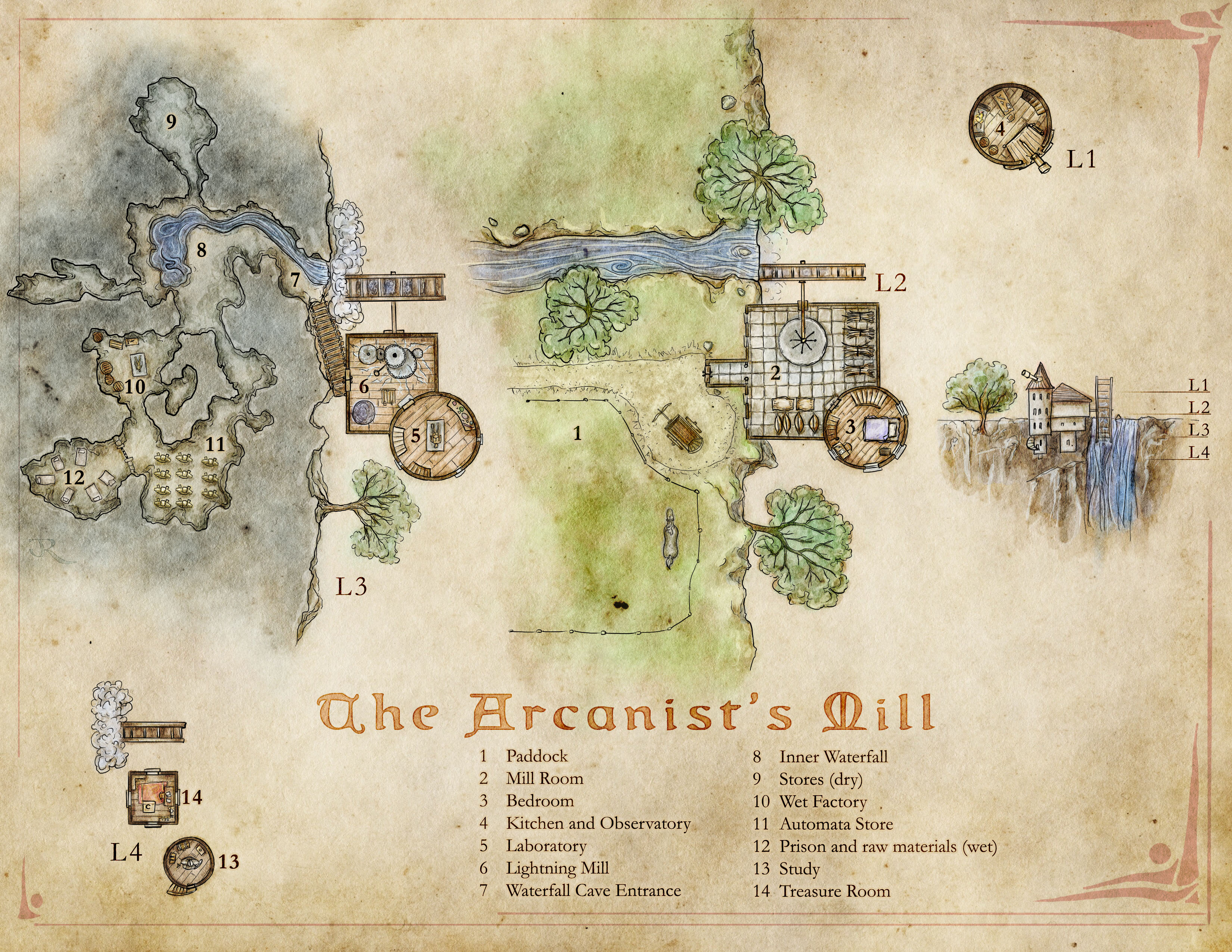 The Arcanist's Mill - A Wizard's Tower Map with a Twist