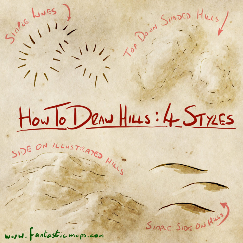 Four Different Ways To Draw Hills On A Map Fantastic Maps